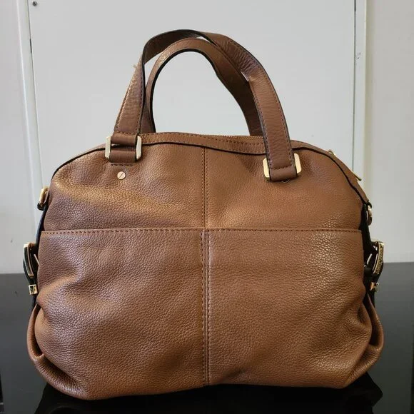 Michael Kors Brown Pebbled Leather Satchel Bag with Gold Hardware - Picture 2 of 7